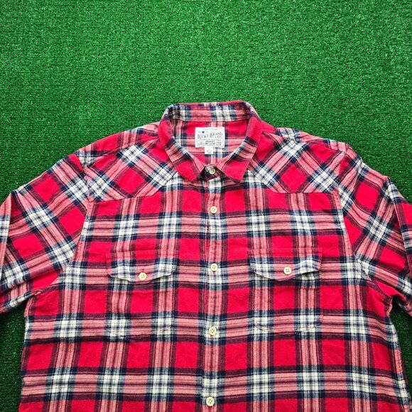 Lucky Brand Shirt Mens Large Red Plaid Button Up Long Sleeve Flannel Western - Picture 2 of 8